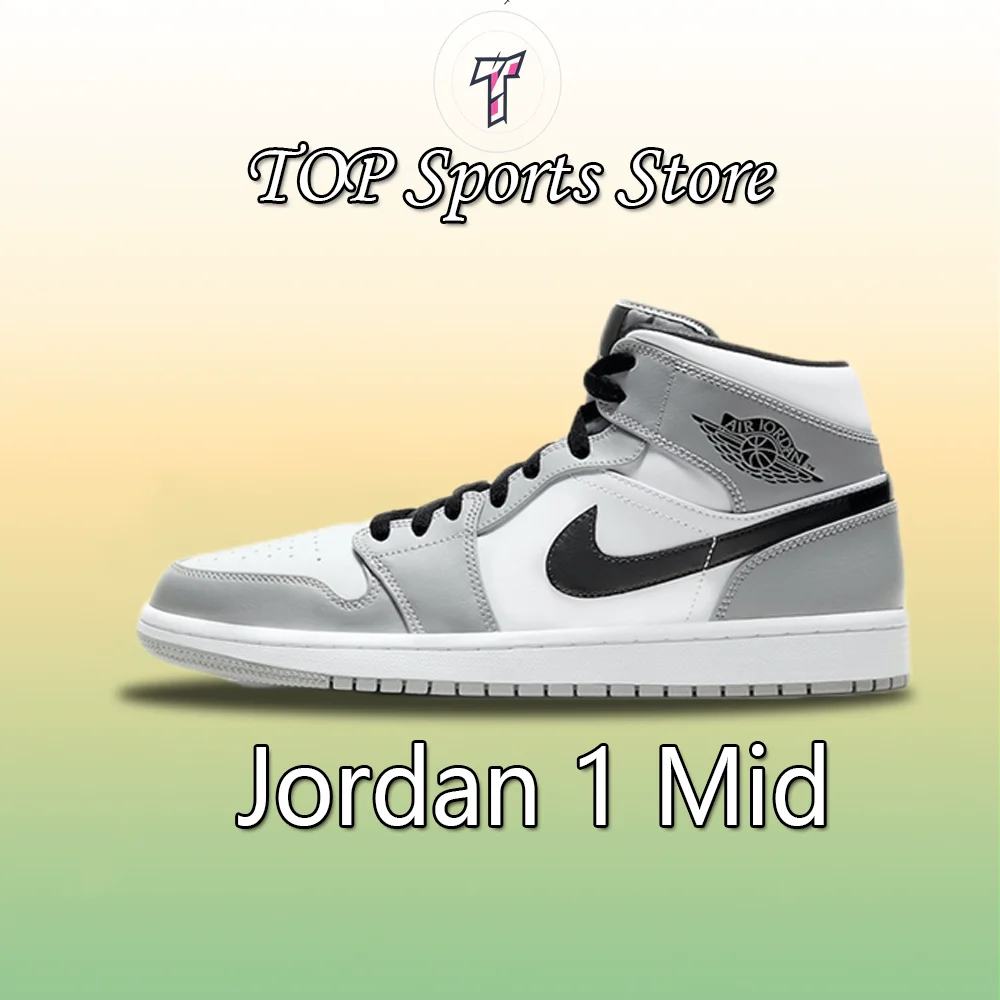 Nike Air Jordan 1 Mid "gris fumée clair" pour hommes rétro classique basket-ball baskets chaussures 554724 -092