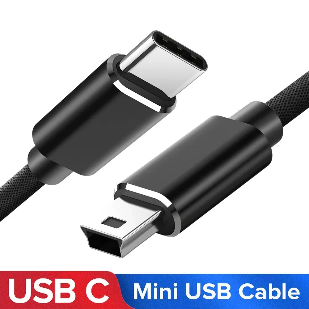 

USB Type C To Mini USB Cable Quick Charging Data Sync USB-C to Mini 5-Pin OTG Cord for Digital Camera MP3 Player GPS Receiver
