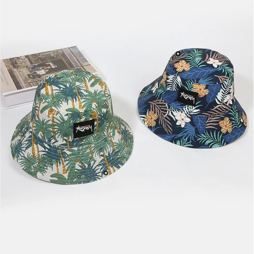 Double-sided Bucket Hat Men Women Summer Basin Cap Hip Hop Graffiti Fishing Fisherman Hat Retro Pattern Packable Sun Protection