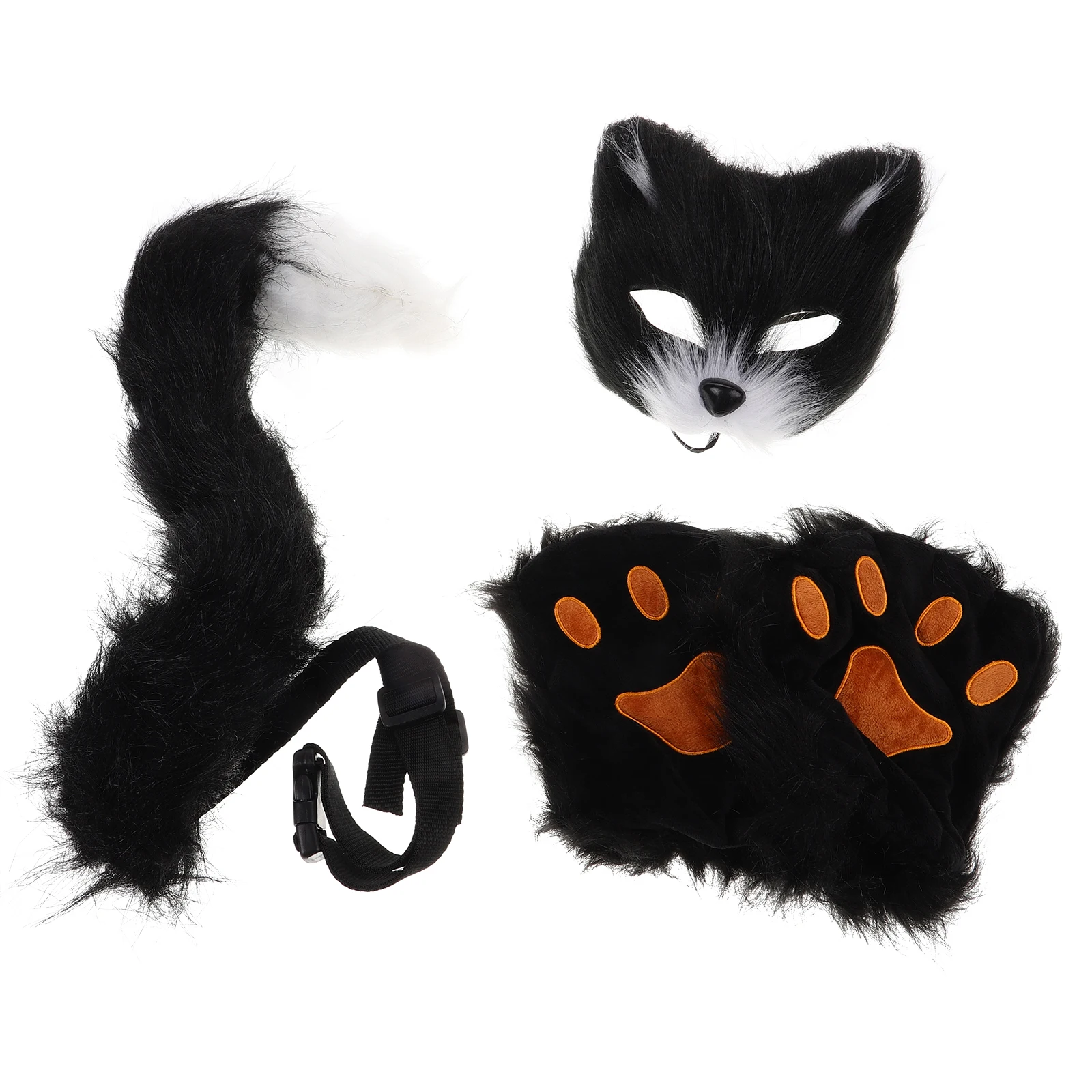 

Half Face Faux Animal Mask Comfortable Lightweight Soft Halloween Party Tail Cosplay Costume Accessories