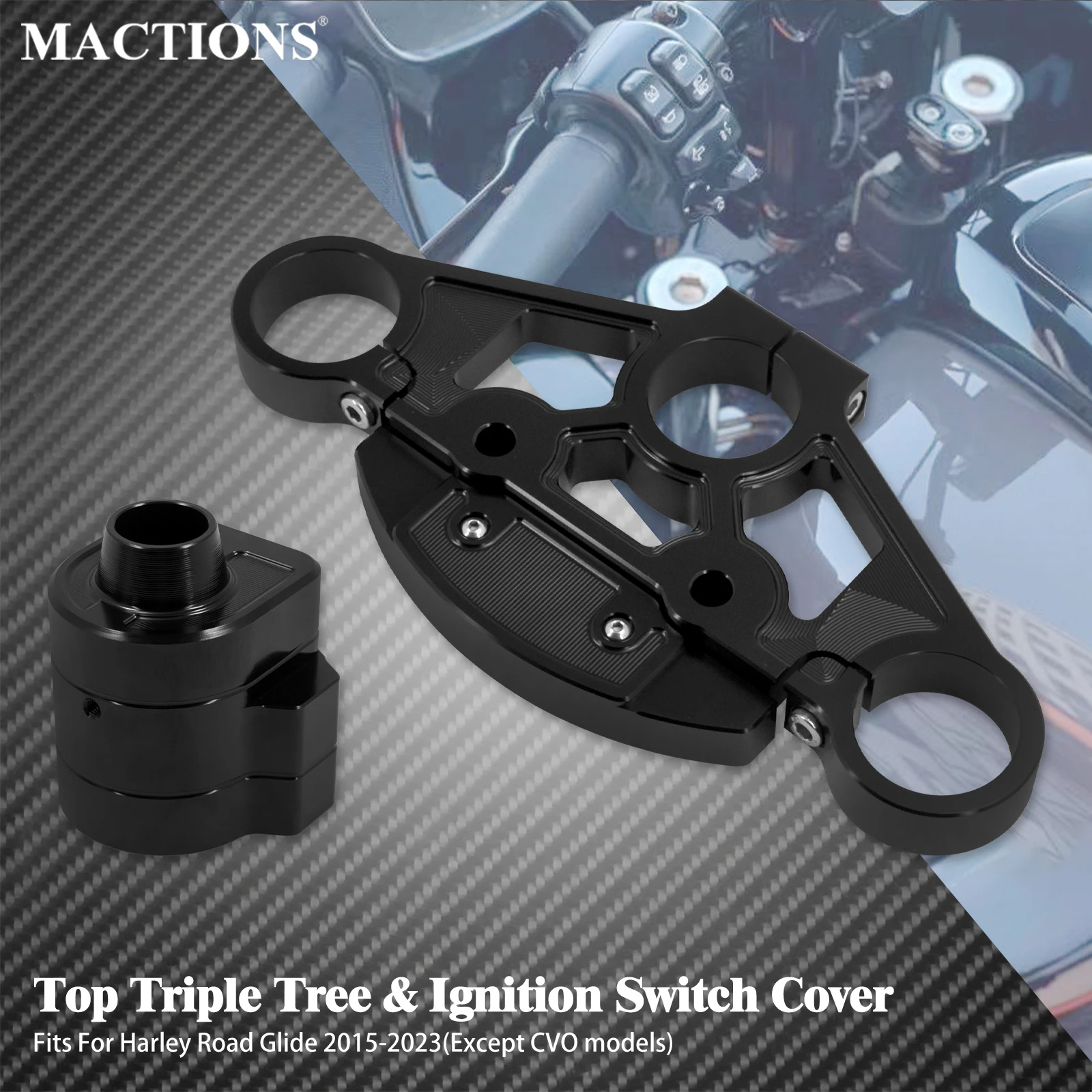 Motorcycle Top Triple Tree Method Riser kits + lgnition Cover For Harley Touring Road Glide FLTRU FLTRXS Ultra Limited 2015-2023