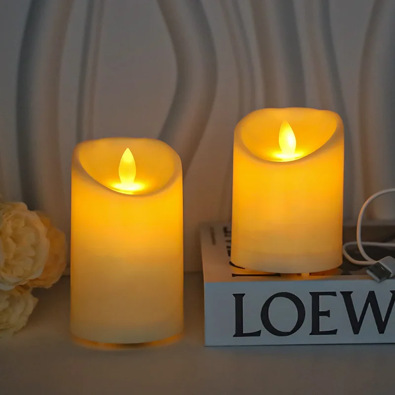 Rechargeable Led Flickering Electronic Candle with Remote Control Wedding Christmas Party Stage Decorative Atmosphere Light