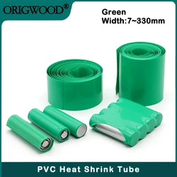 7mm ~ 330mm Green 18650 Lipo Battery PVC Heat Shrink Tube Pack 1M~20M Insulated Film Wrap Lithium Case Protection Cable Sleeve