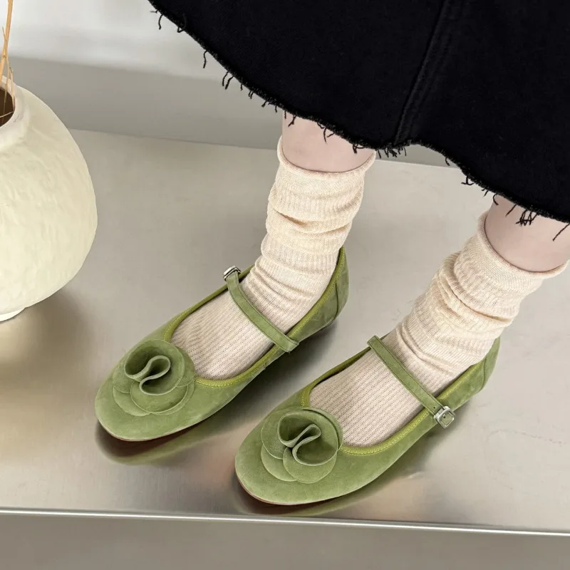 

2026 Spring New One-Buckle Shallow Single Shoes Women's Niche Flower Fairy Style Flat Bottom Versatile Mary Jane Shoes