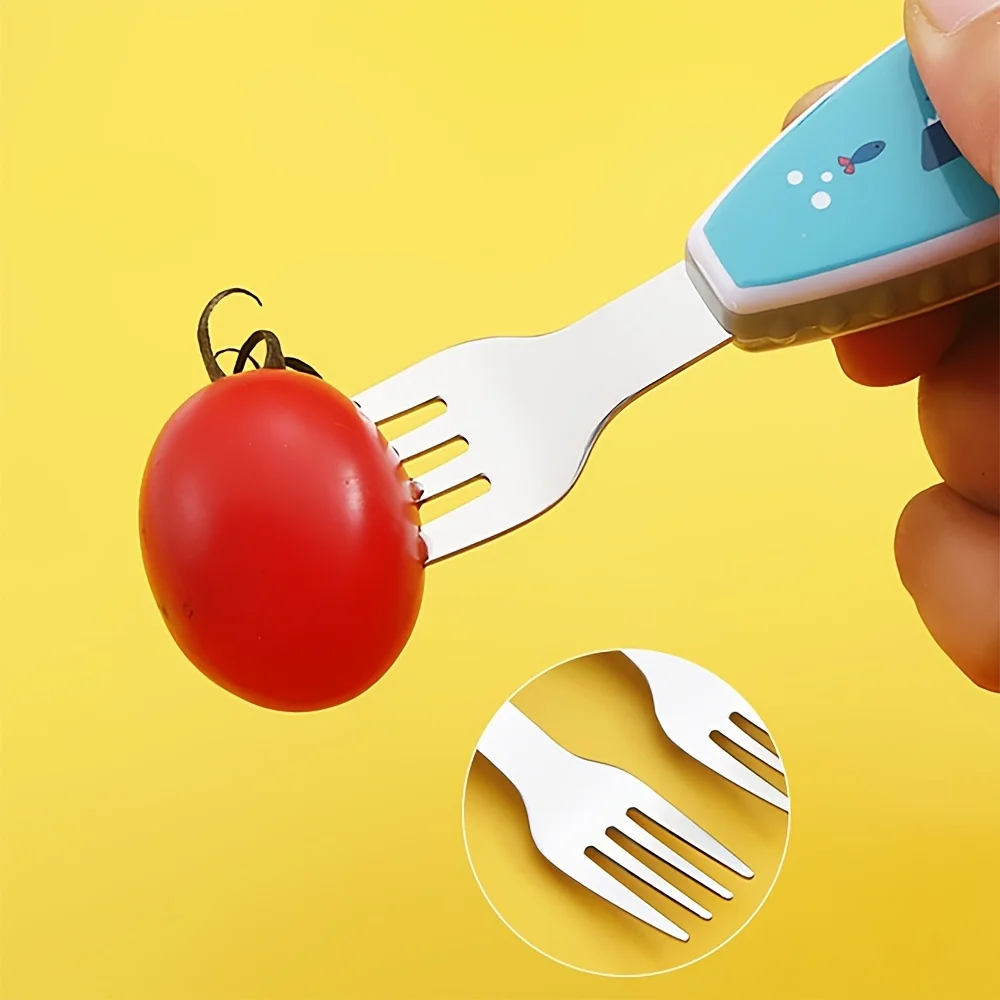 Set Of 2 Stainless Steel Children's Cutlery Spoon/fork Suitable For Baby Cutlery, Ideal As A Gift For Mothers And Babies