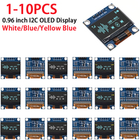 1-10PCS 0.96 Inch OLED Display Module I2C IIC SPI Serial 128X64 SSD1306 LCD 3.3-5V 4 Pin White/Blue/Yellow Blue for Arduino