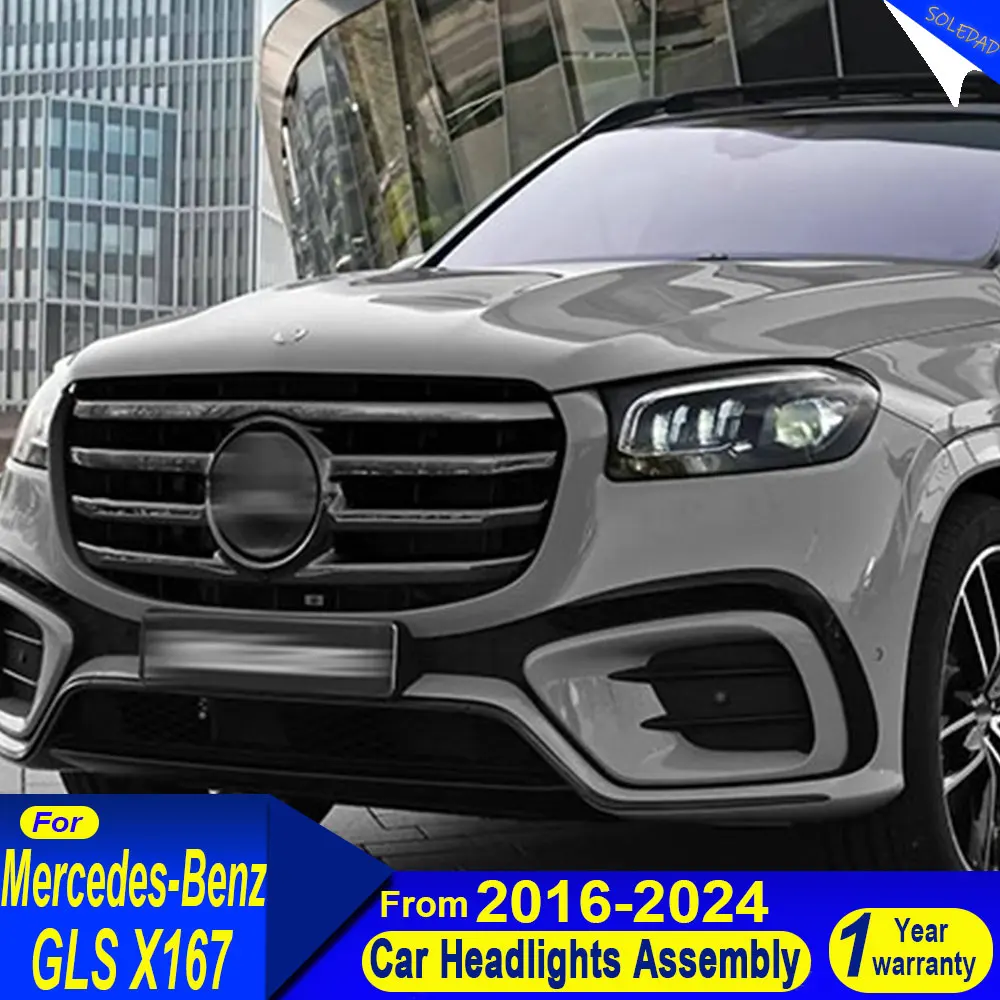 Car Head Lamp for Benz GLS X166 X167 LED Headlight 2016-2024 Headlights DRL Turn Signal High Beam Angel Eye Projector Lens