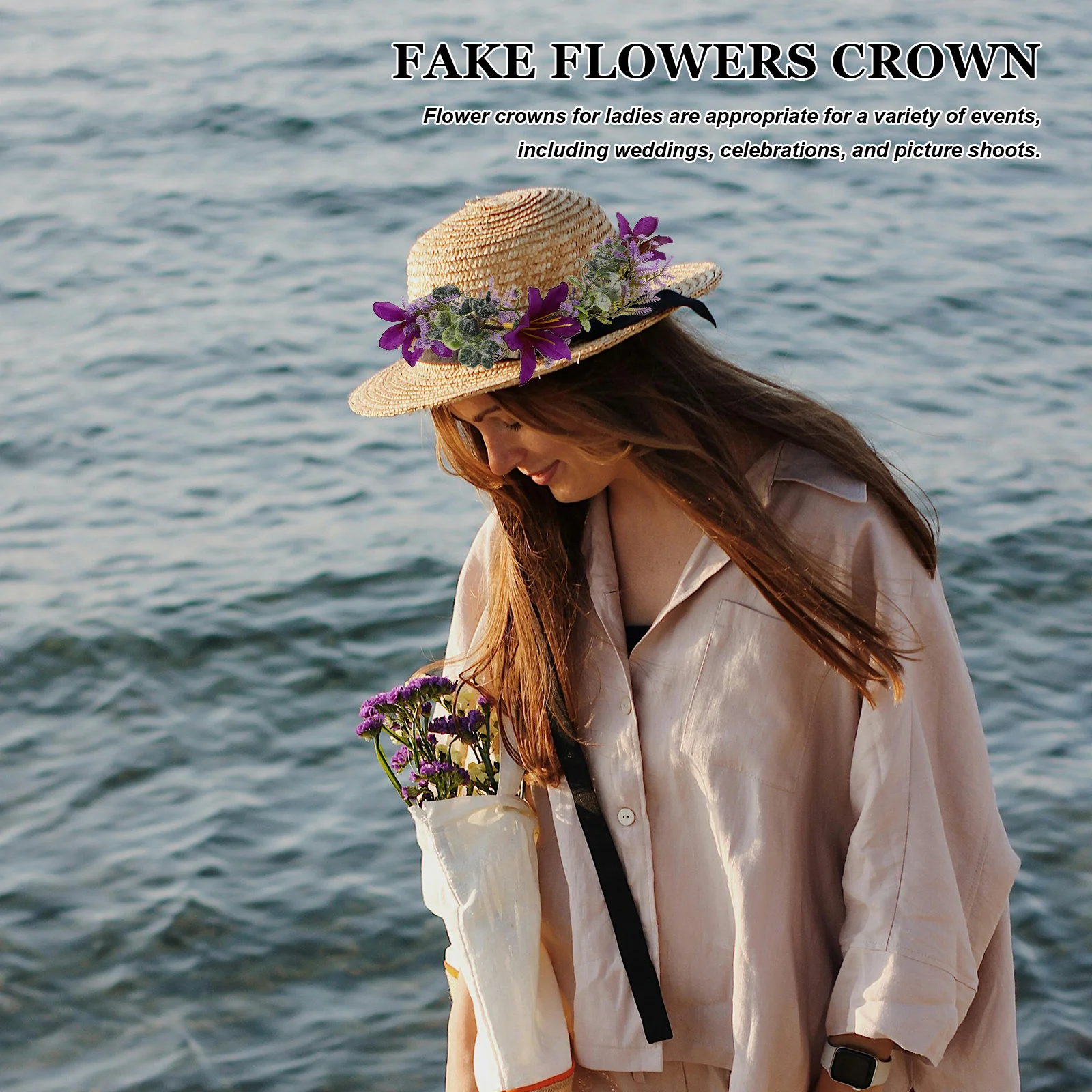 

Flower Headpiece Wedding Floral Crown Bridal Headband Realistic Fake Flowers Adjustable For Brides Flower Masquerade