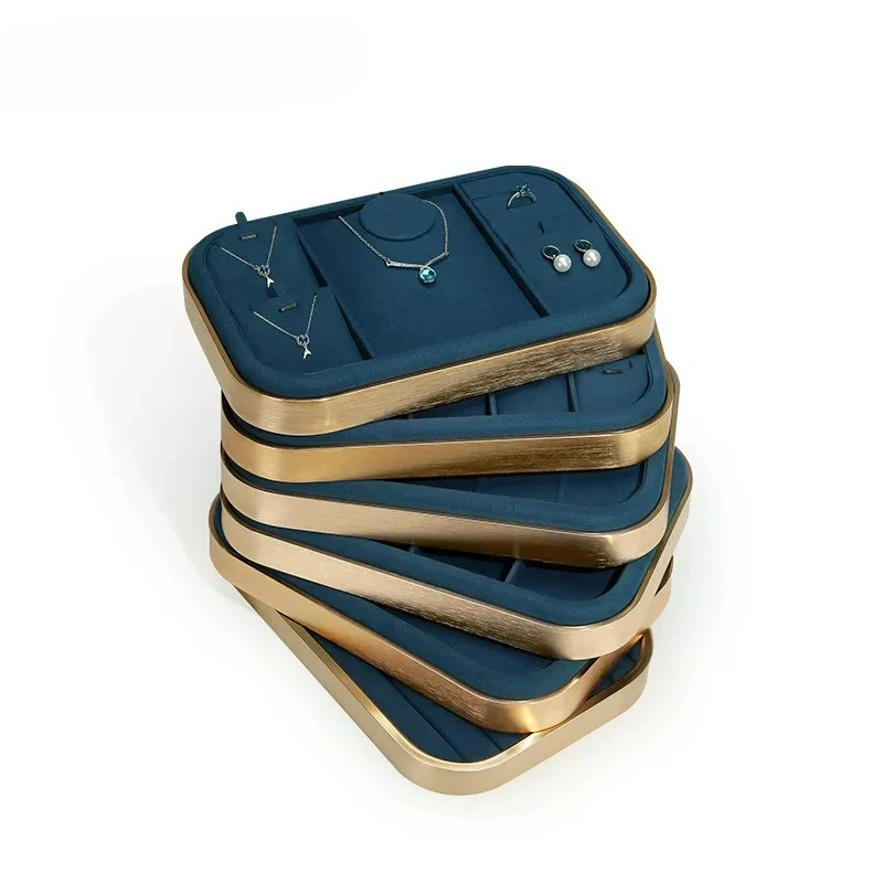 

New Jewelry Display Plate Ultrafiber Blue Jewelry Storage Necklace Ring Jewelry Tray Live Watch Pallet Spot