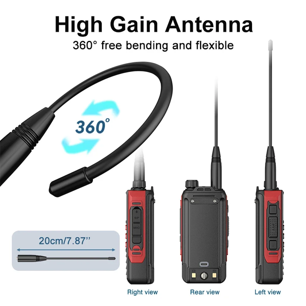 2 حزمة Baofeng مقاوم للماء لاسلكي تخاطب قدرة عالية كسب هوائي AM FM 2-Way راديو كامل النطاق 999CH تردد نسخة الضوضاء تقليل