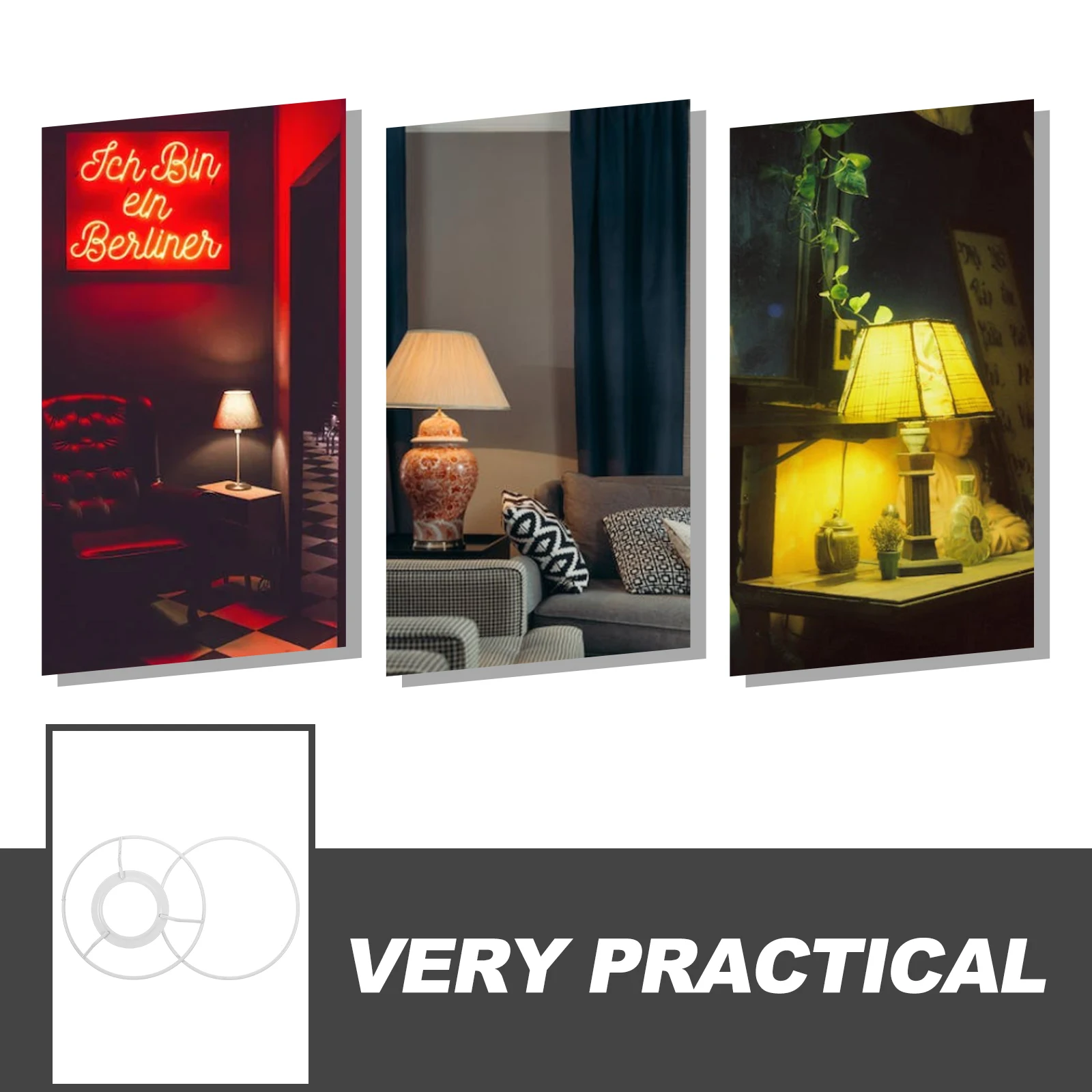 

2 Sets Round Iron Wire Lampshade Frames 15cm Diameter DIY Pendant Light Shades Rack Suitable Retro Modern Styles