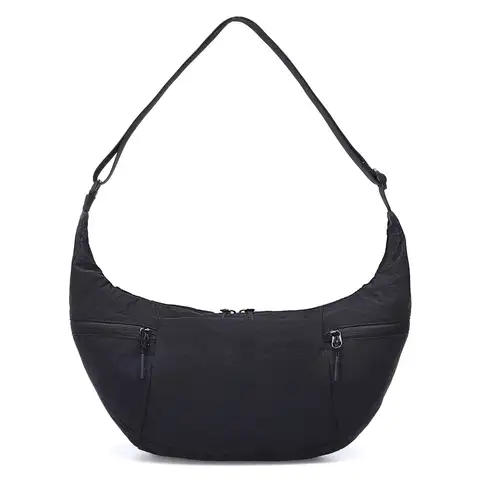 DOYOGI Nylon Crossbody Bag for Women, Lightweight Shoulder Purse with Zipper Trendy Crescent Sling Bag with Adjustable Stap