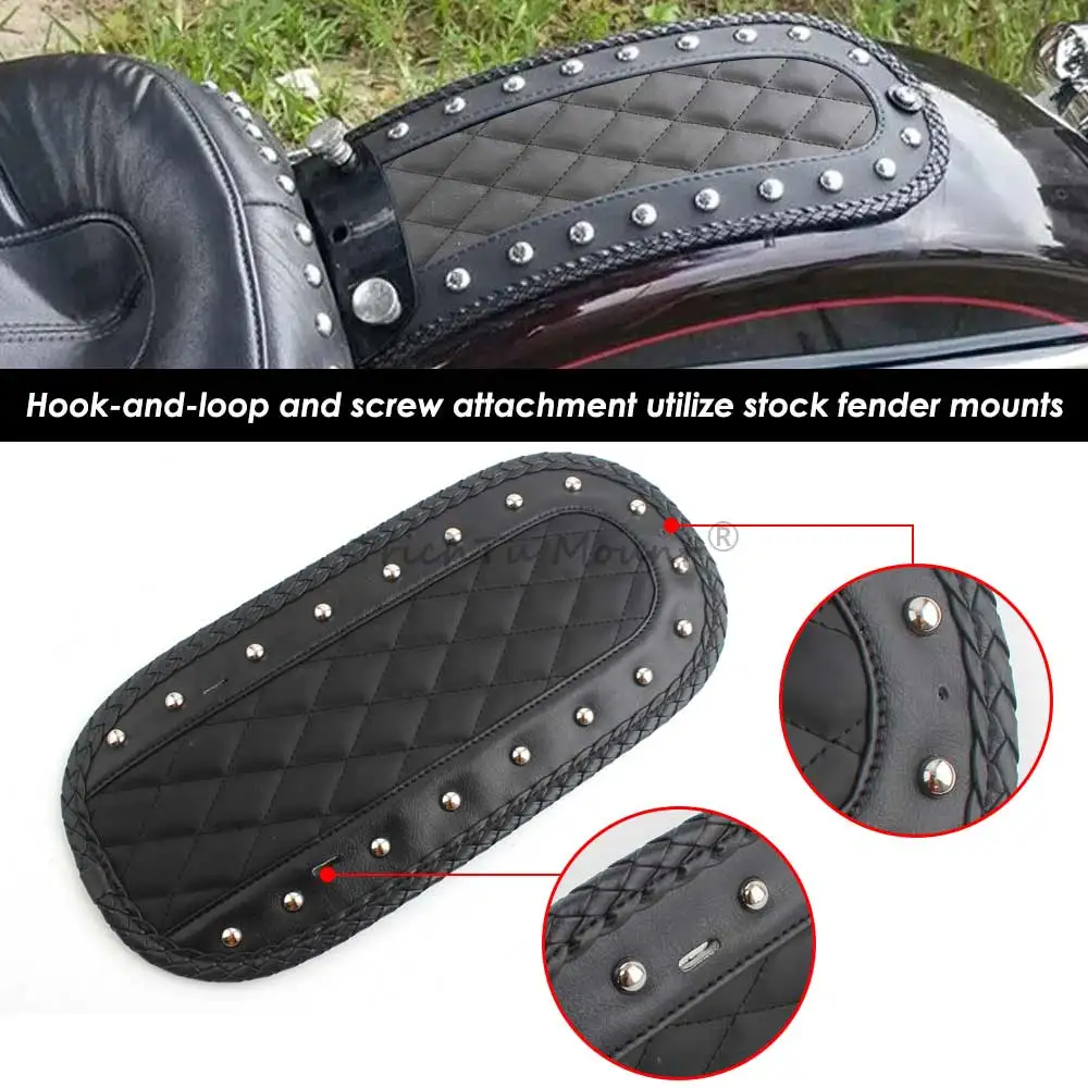 

Black Motorcycle Rear Fender Bib Seat Cover Cushion Rivet For Harley Touring Electra Glide Road King FLHT FLTR FLHX Ultra 08-18