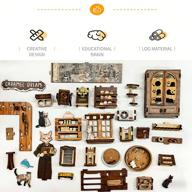 OUZEY Sweet Dreams Book Nook DIY, 3D warmgekleurde houten huisje, gezellige plank decor cadeau voor tieners