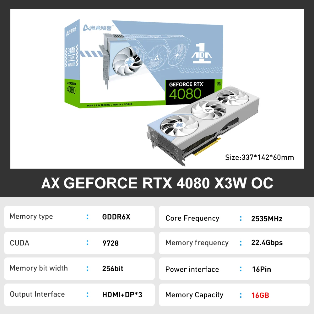 AX GAMING RTX 4070 RTX 4080 RTX 4060 TI 그래픽 카드, GDDR6X 256 비트 HDMI 2.1, 16 핀 게임용 GPU 비디오 카드, 신제품