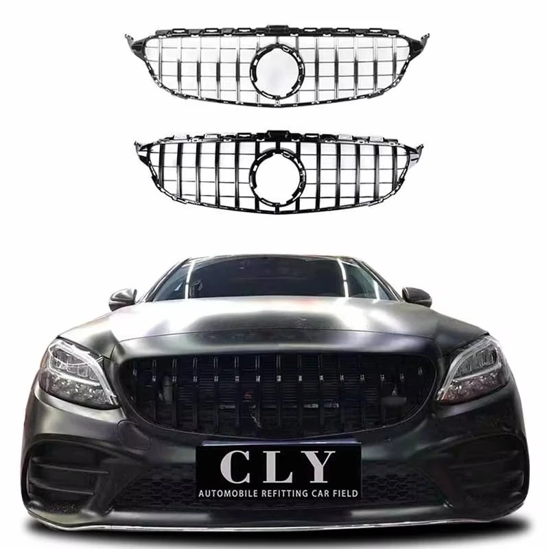 

Front Car Grill for 2019+ W205 C CLASS Facelift C63S GTR Silver Black Grille
