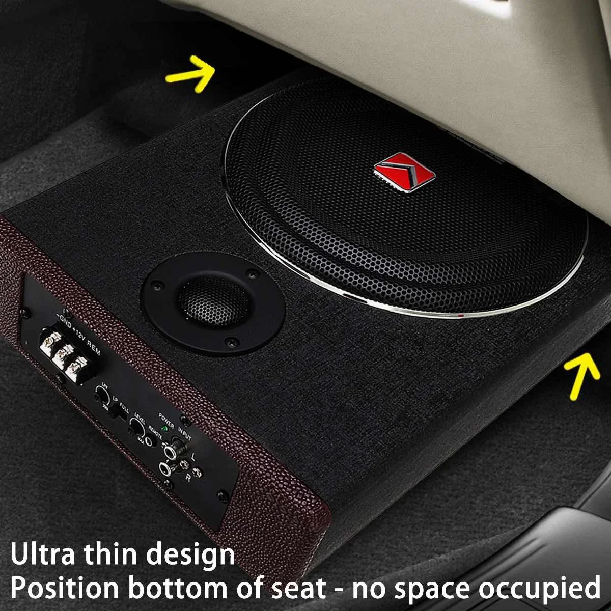 800W Car Seat Subwoofer Speaker Alloy Shockproof Power Amplifier Active Subwoofers Car Stereo Car Audio Music Player Body Kit