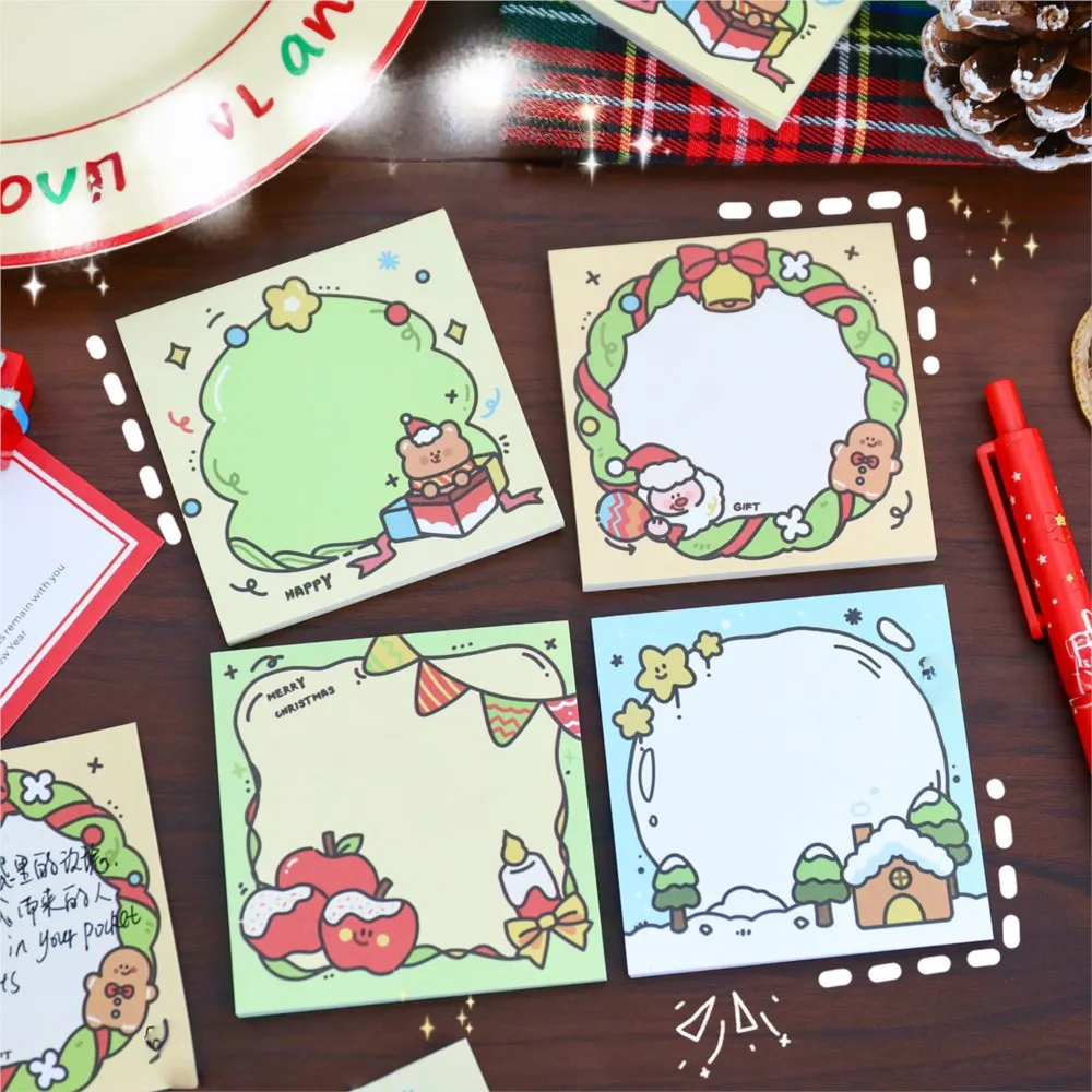 

50sheets Kawaii Christmas series Memo Pad Cute Quadrate Non-Sticky Scrapbook Message Note Book Office Students Stationery Gift