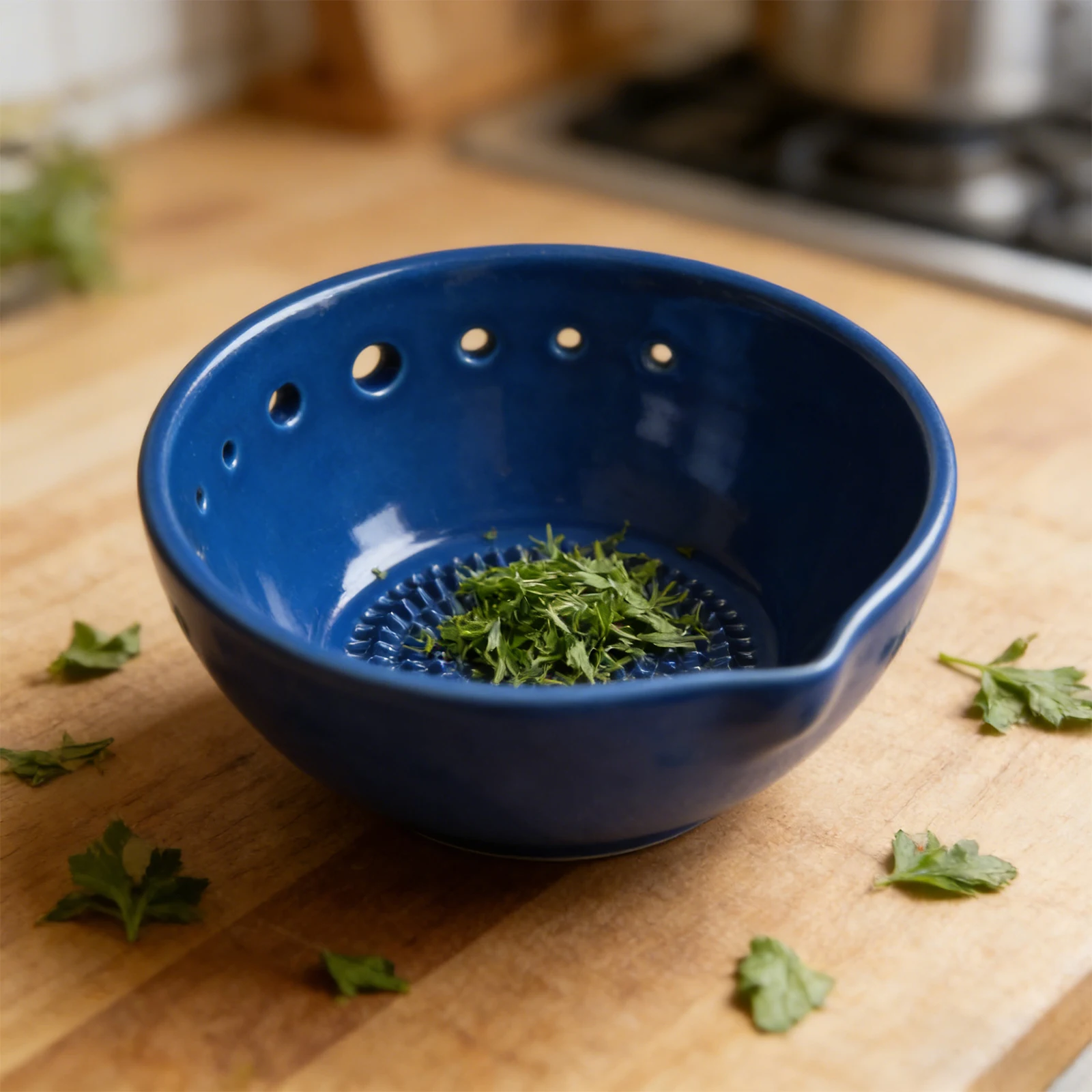 Resin Large Salad Bowls 2-in-1 Garlic Grater & Stripping Tool with Drainage Port Vegetable Leaf Remover for Ginger Garlic Cheese