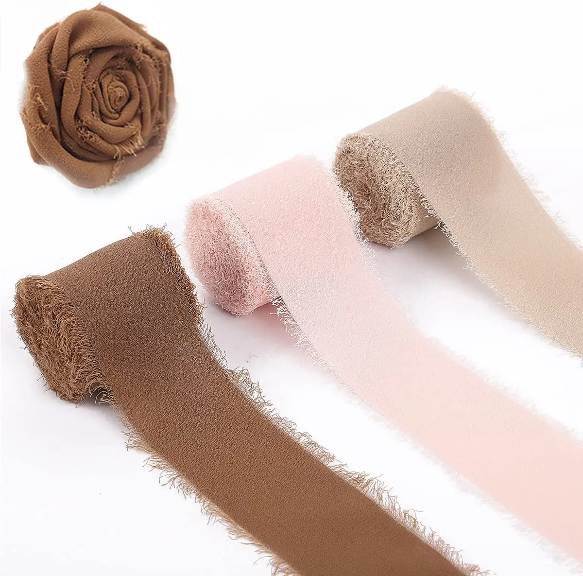 5m/Roll Frayed Edged Wrinkle Chiffon Silk Ribbon Handmade Ripped Wedding Party Flower Bouquet Gift Packing Decorations DIY Craft