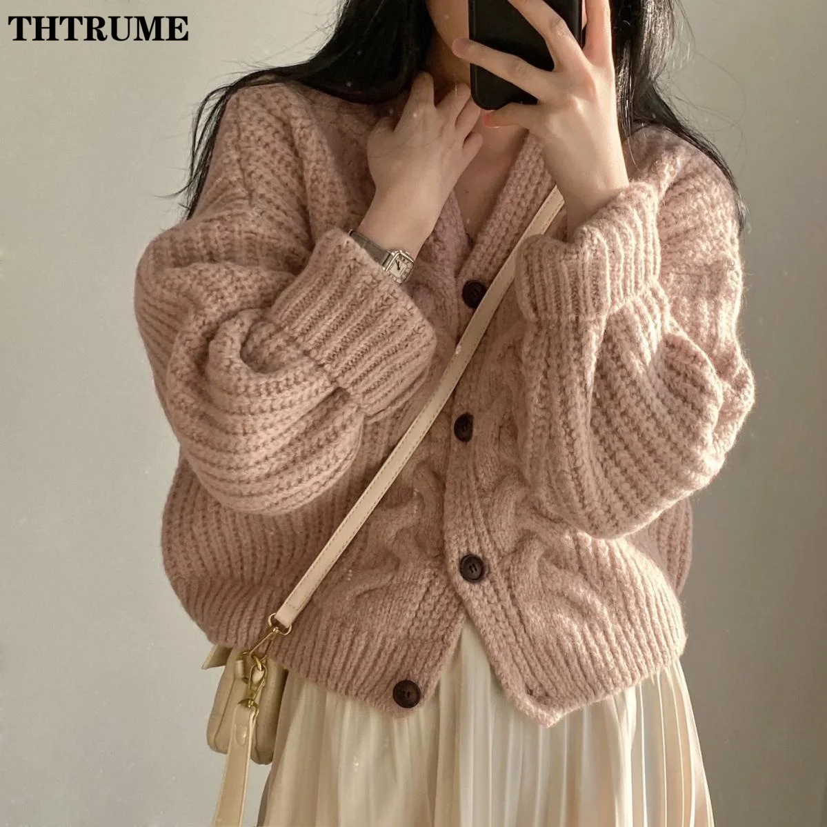 Fashion V-Neck New Sweaters Elegant Solid Single Breasted Long Sleeve Button Autumn Jumpers Tops Casual Knit Korean Cardigans