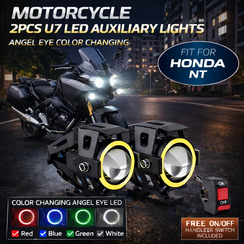Waterproof Motorcycle LED Headlight 3000LMW U7 Motorbike LED Driving Fog Spot Light with Switch For Honda NT1100 NT 1100 2022