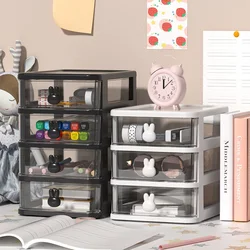 Double-layer Transparent Desk Storage Boxes Girls Desk Organizer Plastic Storage Cabinet Make-ups Stationery Box Office Supplies