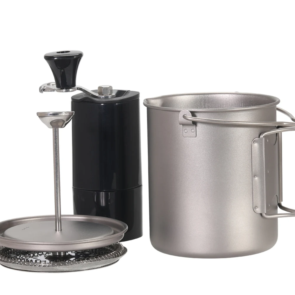 Lixada Titanium Cafeteira com Tampa, Xícara De Café Caneca, Imprensa Francesa, Acampamento Ao Ar Livre Panela, 750ml