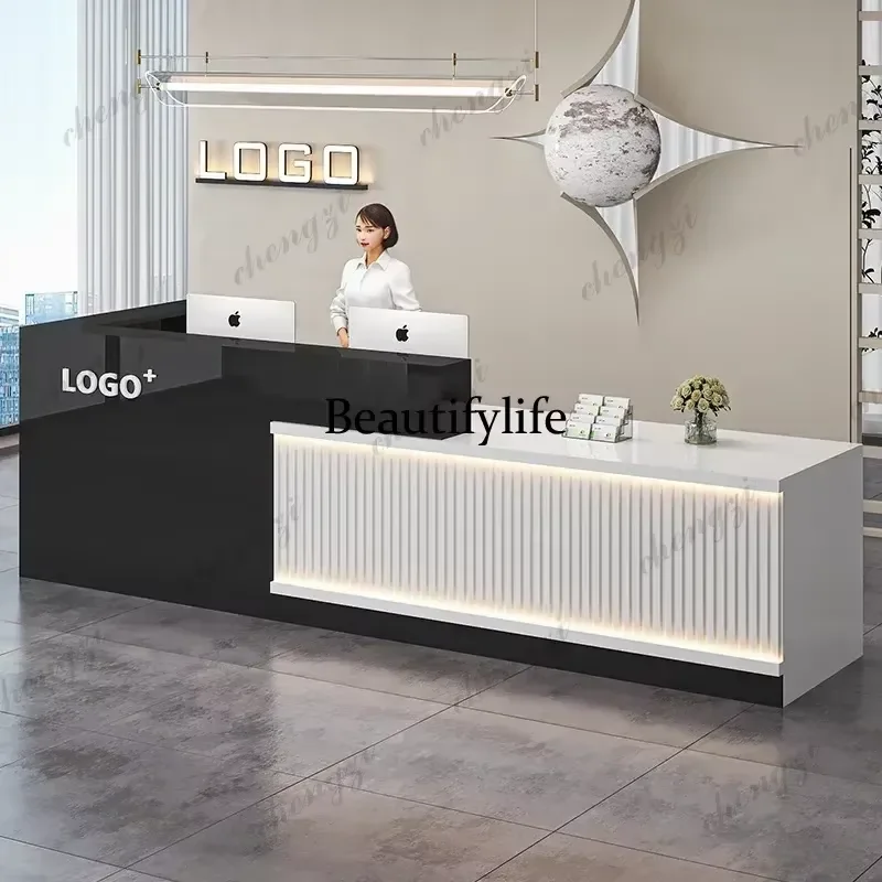 Luxury Pulpit Salon Reception Desk Beauty Office Cashier Counter Design for Hair Salon Spa Store Front Desk Furniture