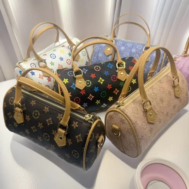 

Fashionable printed design boston bag 2026 new style arrives versatile commuting handbag crossbody bag free shipping