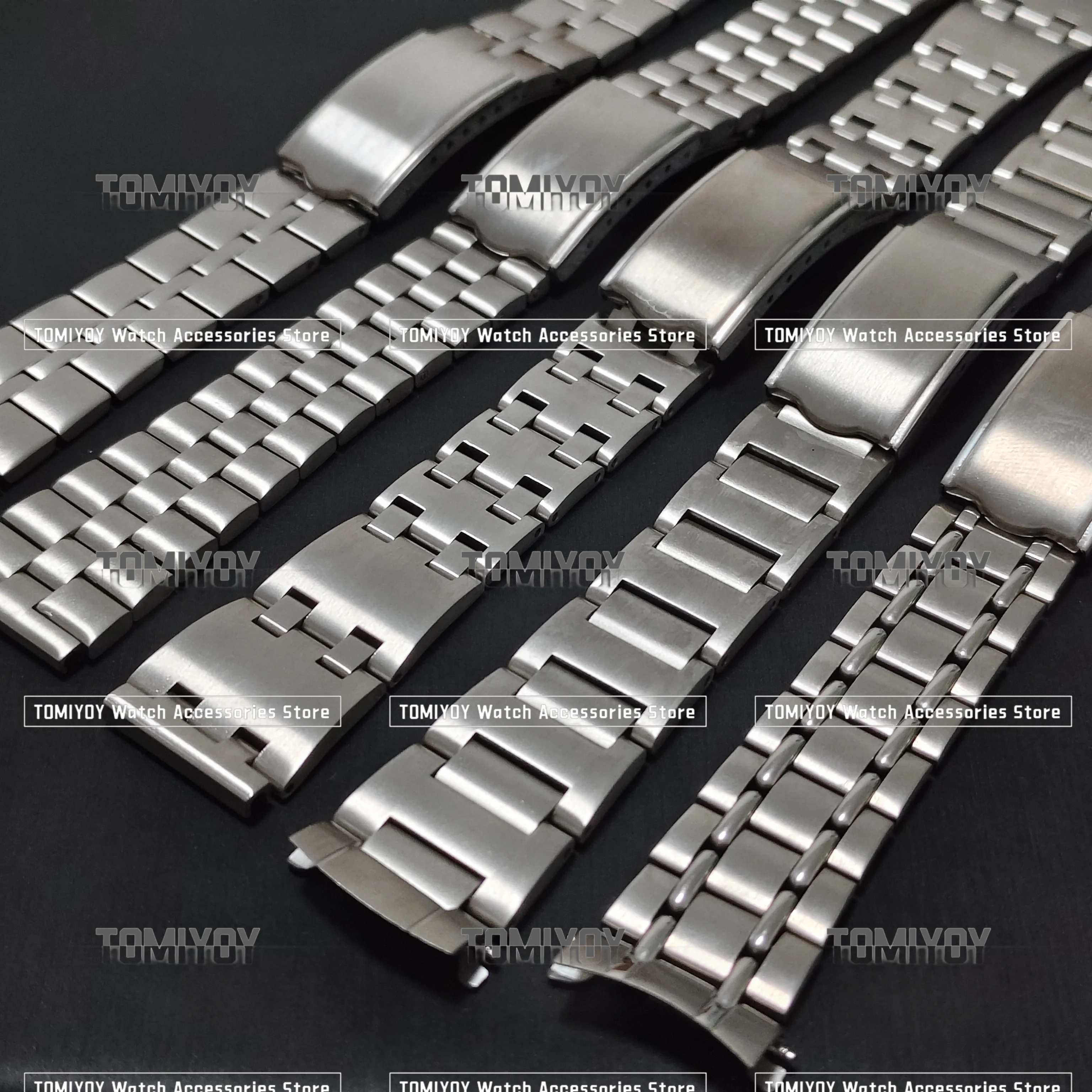 الفولاذ المقاوم للصدأ حزام (Band) ساعة ، أضعاف مشبك المشبك ، المعصم حزام سوار ، الفضة تناسب سايكو ، نحى ، جميع الفضة ، 19 مللي متر