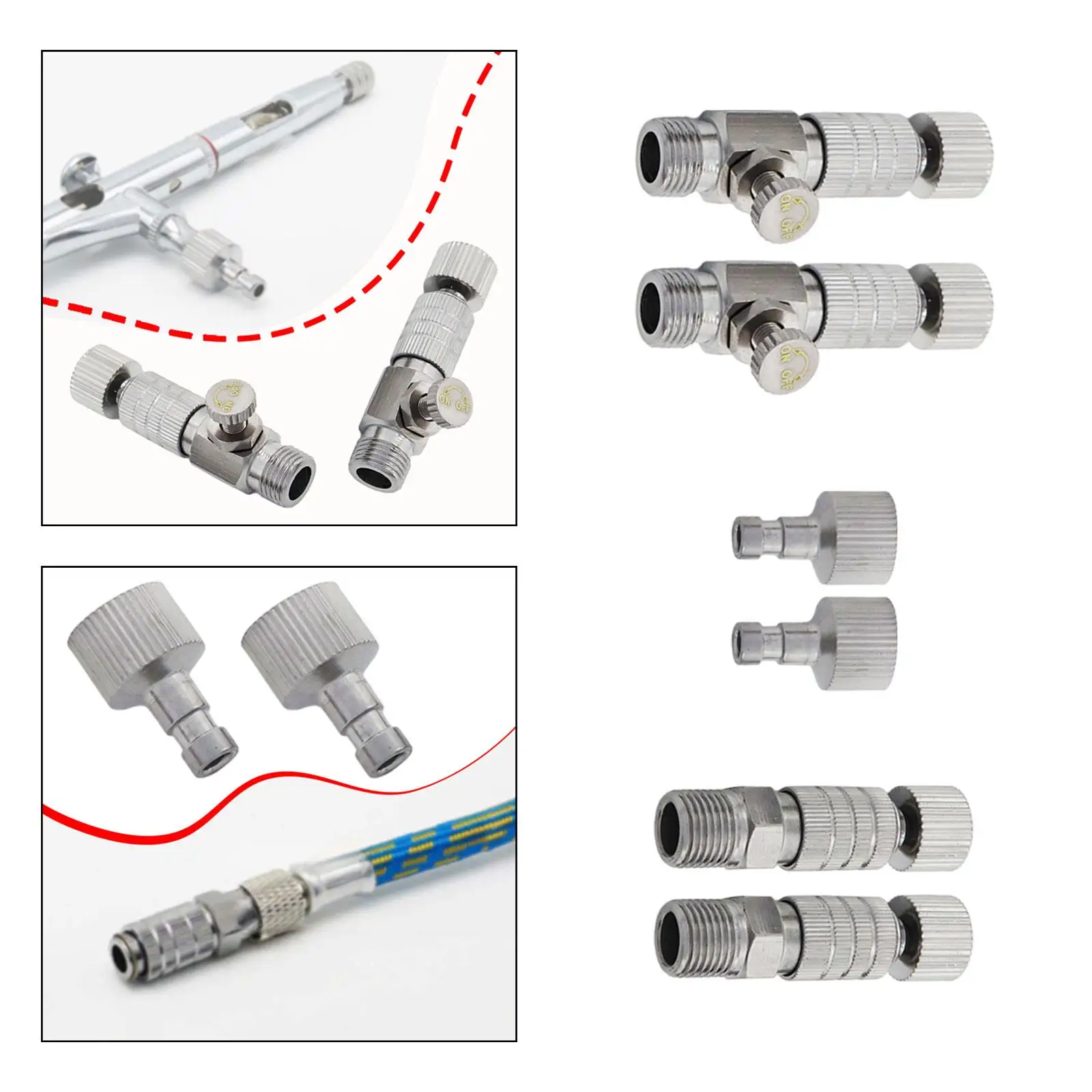 

2x Airbrush Quick Connecter, No Rust Disconnect Release Coupling Adapter for Air Compressor, Airbrush Hose