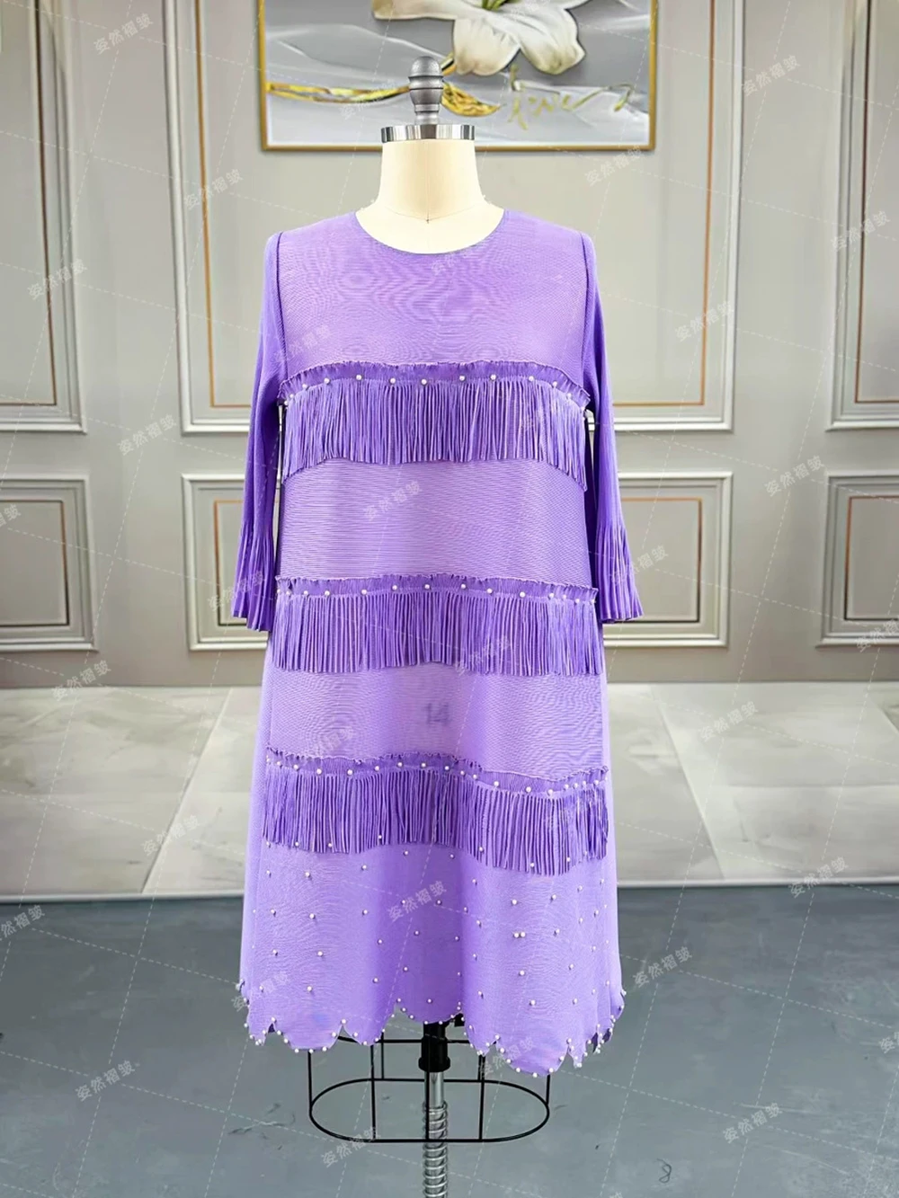 

African plus size women's dress women's summer high-end long skirt tassel temperament loose pleated clothes-GZXX1011