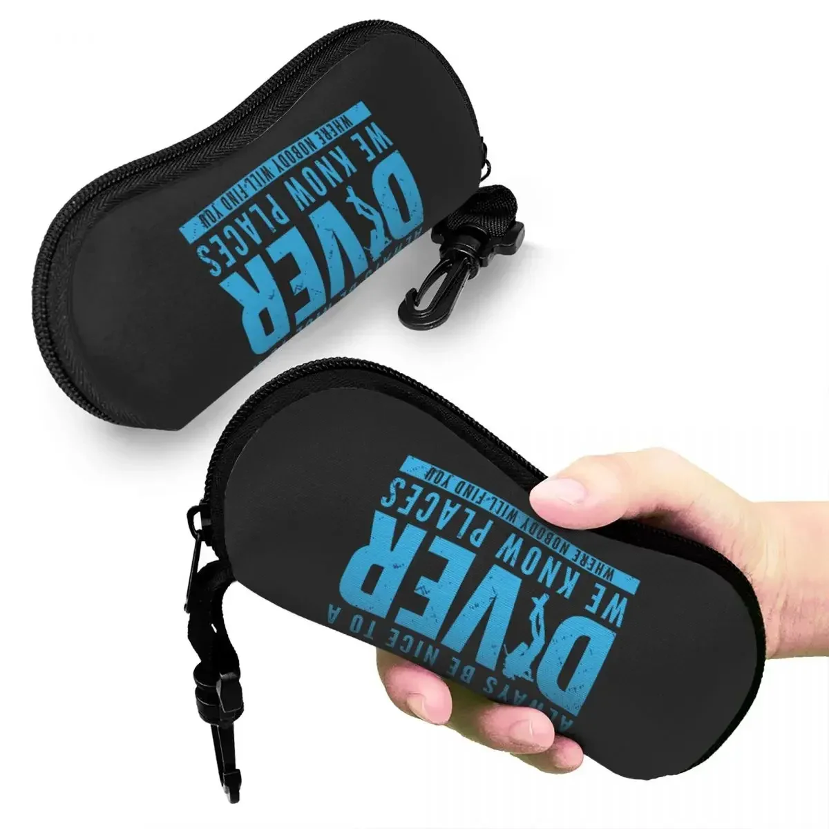 

Glasses Case With Zipper Rubber Dive Diver Quotes Eyeglasses Pouch Soft Neoprene Sunglasses Protector Box