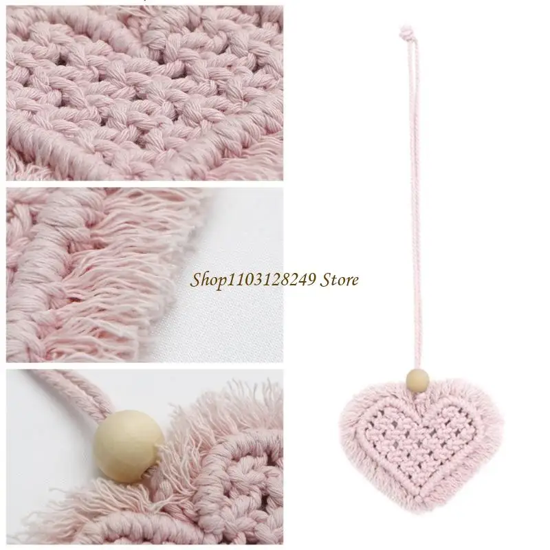 N5KD Hand-woven Love Pendant Truck Decor Car Rearview Mirror Valentine Birthday Gift