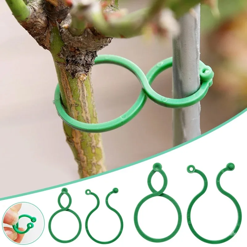 20/50/100Pcs Plastic Garden Vine Strapping Clips Tie Plant Bundled Buckle Ring Garden Tomato Grapevine Hook Plants Support Tool