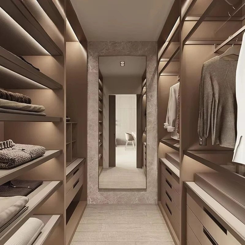 

Home Modern Design Aluminum Frame Bedroom Cabinets Luxury Wooden Wardrobe Closets