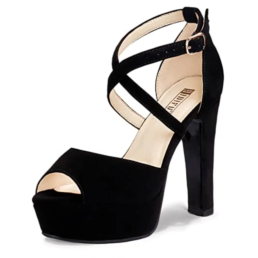 

Women's Platform Chunky High Heels Dress Sandals Peep Toe Ankle Strap Wedding Party Evening Shoes for Women Bride