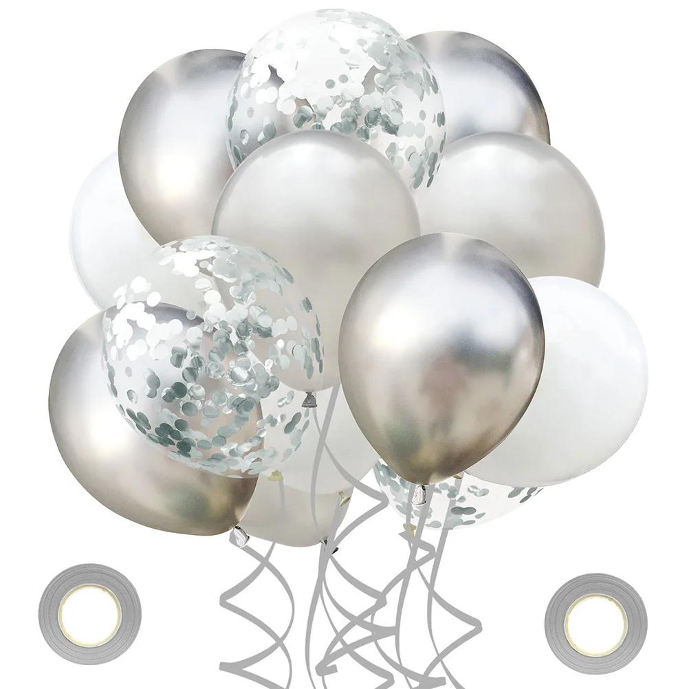 

22pcs Silver Bride Latex Balloons Bright Party Supplies Emulsion Decorations Reusable Wedding Gathering Banquet Photo Prop