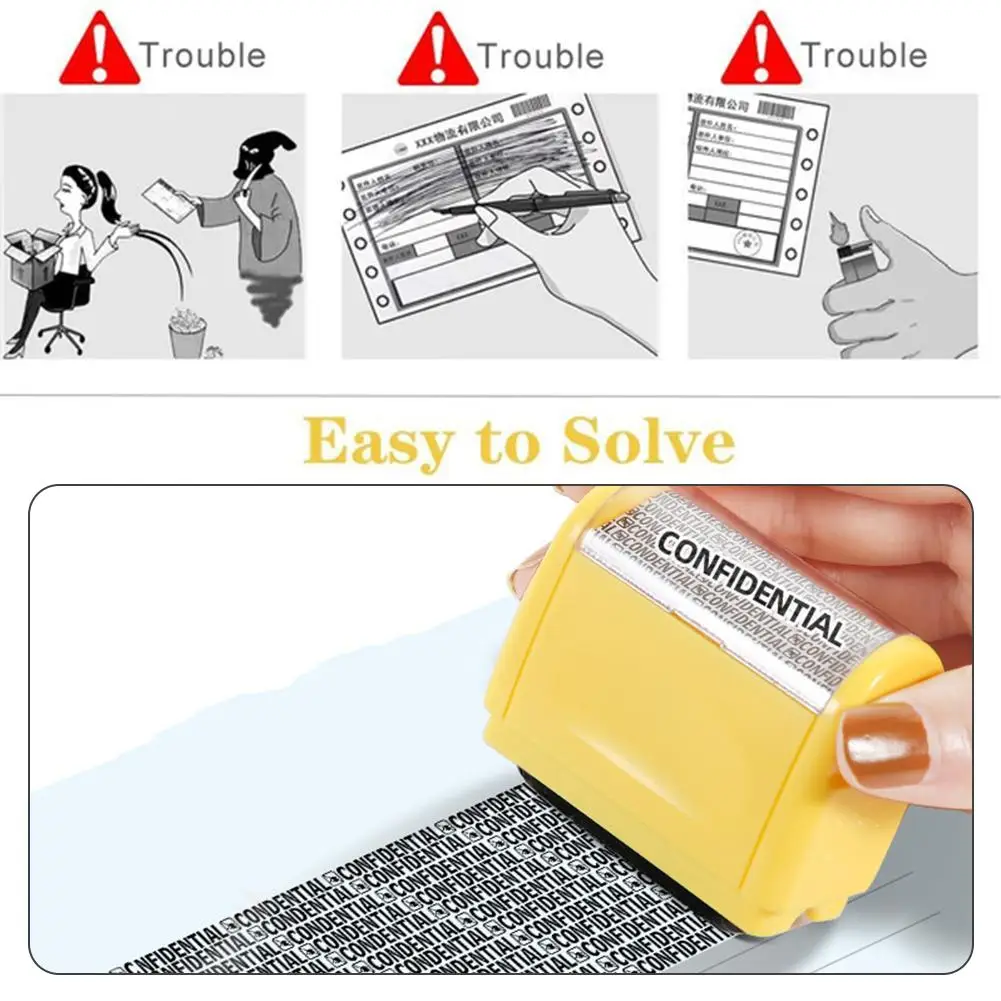 Vertrouwelijke Stempel Roller Anti-Diefstal Bescherming Id Guard Privacy Seal Blocker Smeer Gegevens Vertrouwelijk Adres Informat H9e8