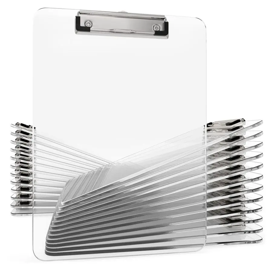 

Pack Transparent Plastic Clipboards Bulk Acrylic Clear Clip boards with Low Profile Metal Clip Board 12.5 x 9 Inch Letter Size C