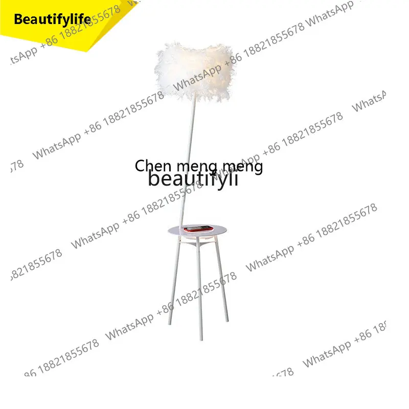 cn8350 ssyj Feather Floor Lamp Light Luxury and Simplicity Tea Table Decorative Lamp Wireless Rechargeable Vertical Table Lamp