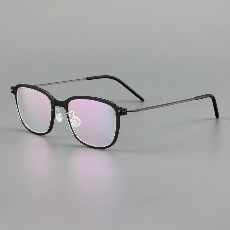 Ultra-light 6g pure titanium myopia glasses frame men and women business square frame screw-free retro glasses frame