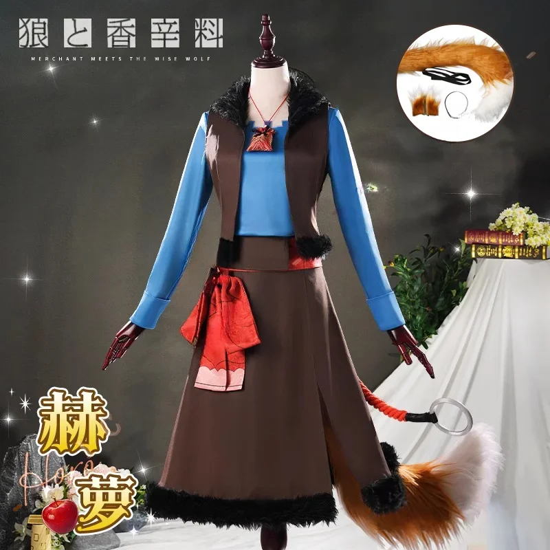 Anime Spice and Wolf Holo Cosplay Costume Wig Dress Skirt Uniform Headwear Ears Tail Halloween Party Women Girls ICoser Fashion