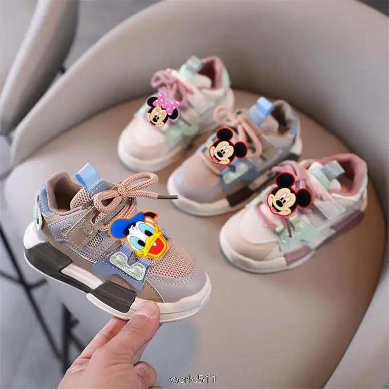 Disney Mickey Minnie Children Cute Sports Shoes Baby Girls Sneakers Kids Toddler Infant Footwear Kids Boys Outdoor Casual Shoes