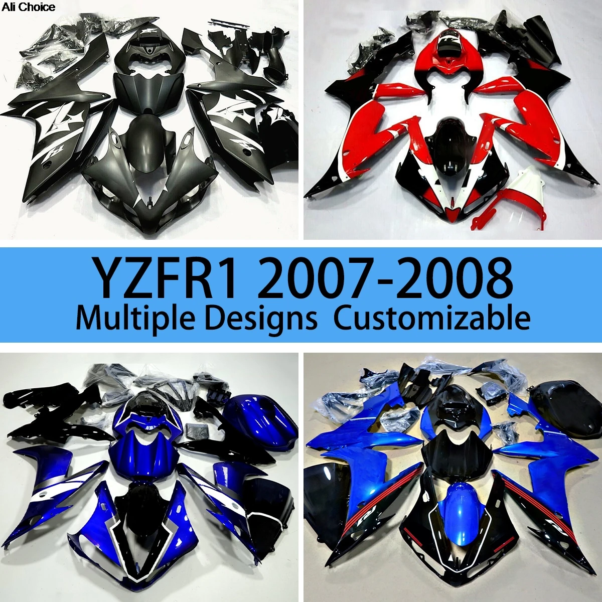 

YZF R1 2007 2008 Dirt Bike Fairing Kit for YAMAHA YZFR1 07 08 Prime Aftermarket Motorcycle Fairings