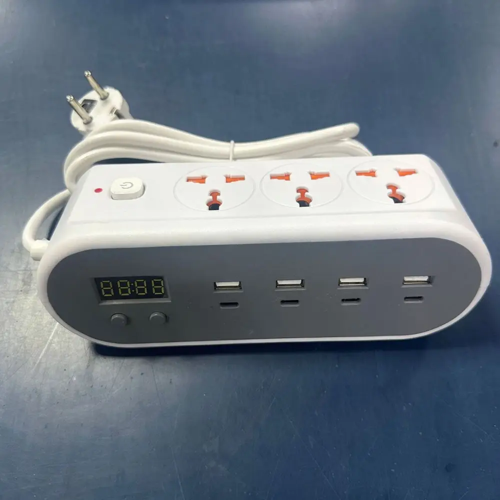 Universal Power Strip With Digital Display Four Type C Charging Ports Smart Desktop Power Hub For Home Office Use