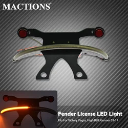 Motorcycle Fender LED Light Smoke Turn Signal Amber License Bracket Tail Lamp For Victory Vegas 03-2017 High Ball 8 Ball Gunner
