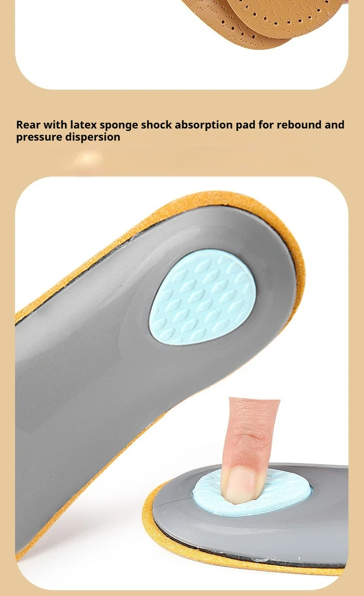 Orthopädische Einlegesohlen für Plattfuß, Fußgewölbeunterstützung, Leder-Einlegesohle, atmungsaktiv, bequem, halbe Einlegesohlen, 2 Stück/4 Stück – Detail 7