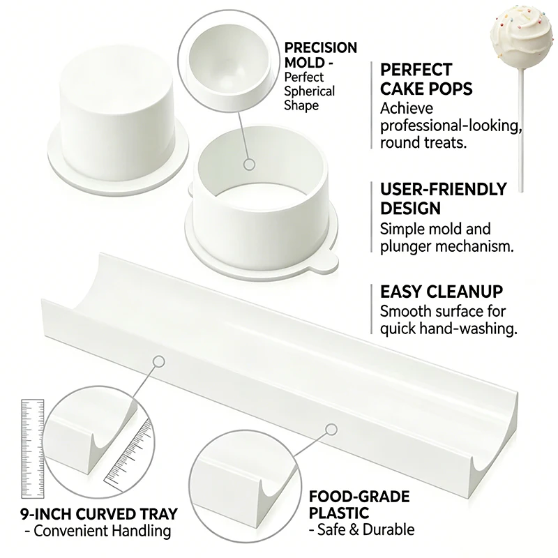 3pcs Round Cake Pop Molds Set - Plastic Baking Tools for Party Wedding Desserts - view 3